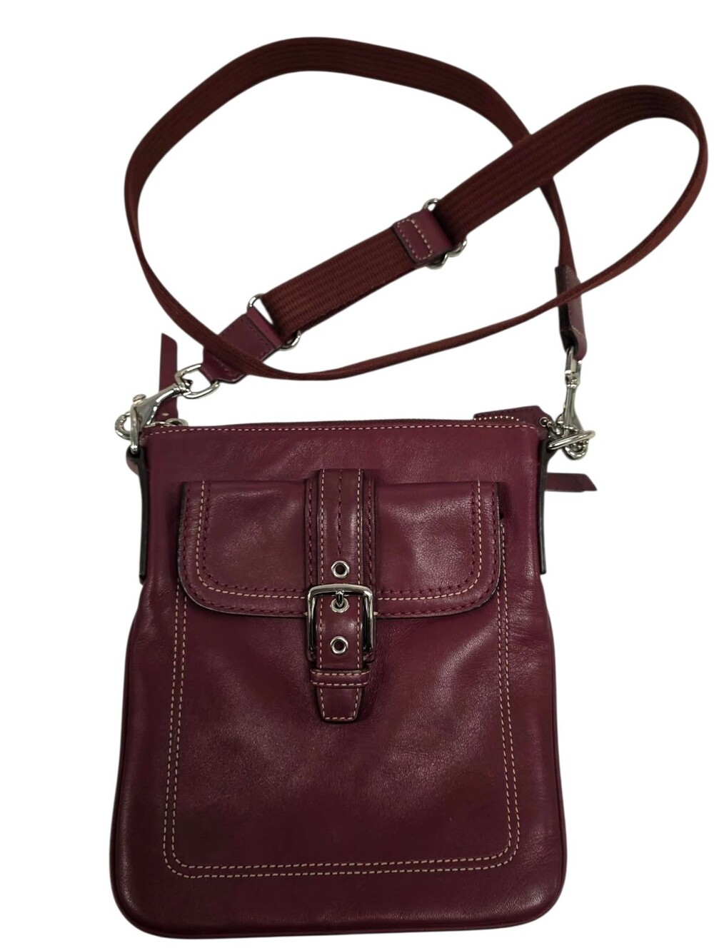 COACH Vintage Tailored Burgundy Leather Messenger/Crossbody Bag Silver Hardware